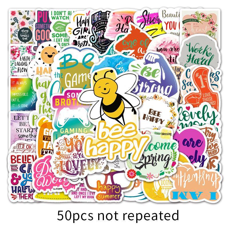 50 Inspirational Graffiti Text Stickers for Laptops, Cars, and More (50-Pack)