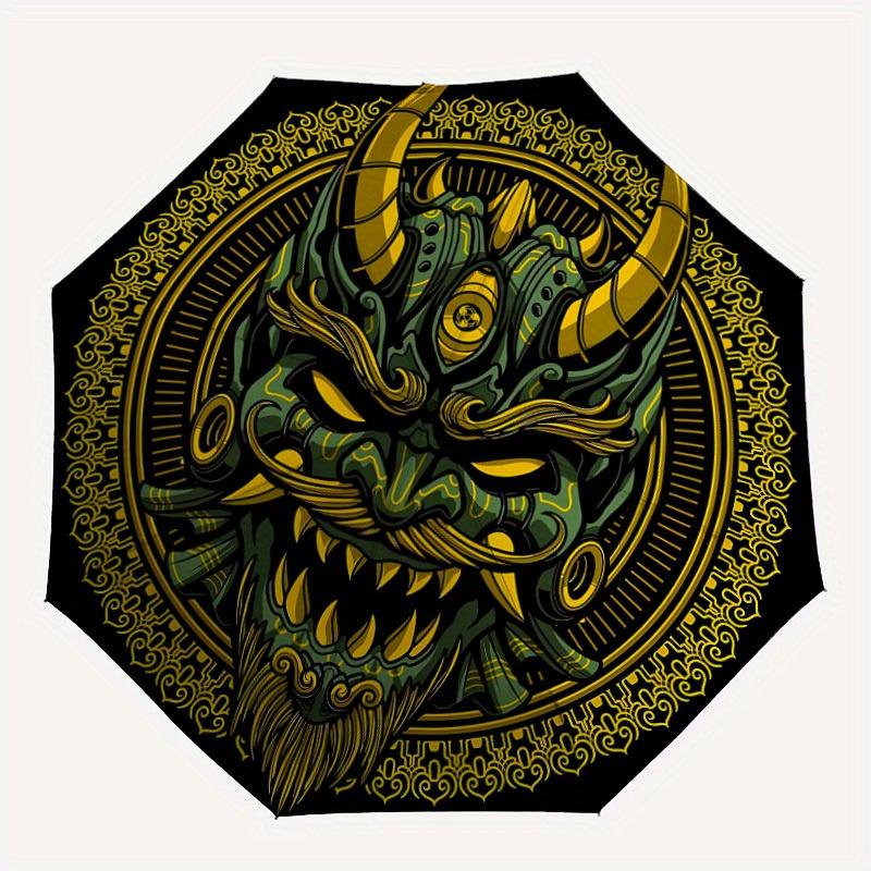 

1pc Demon Mask Automatic Open/close Folding Umbrella, Compact Portable Travel Umbrella, Perfect Birthday/Christmas yy250807127
