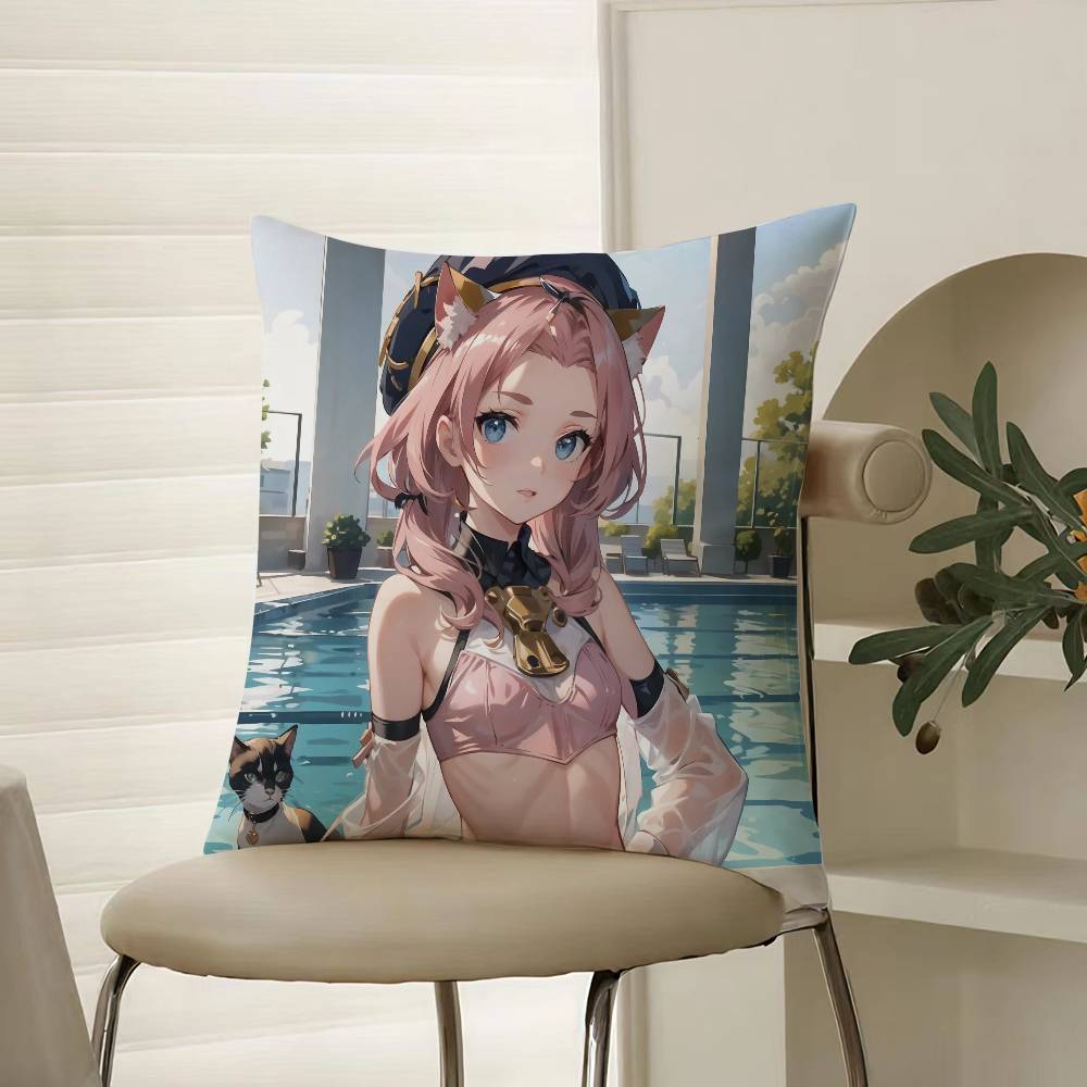 

Genshin Impact Role Diona-Beautiful Pillow Case Comfort Sofa Bed Silky elegant Invisible zipper Decorative cushion cover 12x12Inch