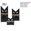 Black Cat Statue 3 Pcs Halloween Wooden Block Sign, Vintage Table Decoration Decor with Burlap Rope, Rustic Farmhouse Tiered Tray Centerpiece