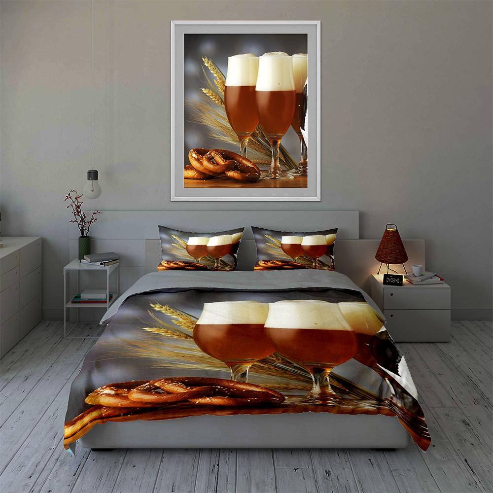 Beer pretzel wheat Bedding Duvet cover sets Duvet covers Pillowcases gifts (1 * Duvet Cover 2 * Pillowcases, without duvet insert)