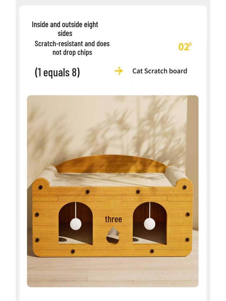 All-Season Durable Cat Scratching Board & Bed - Scratch-Resistant, Non-Shedding, Cat Claw Sharpener & House