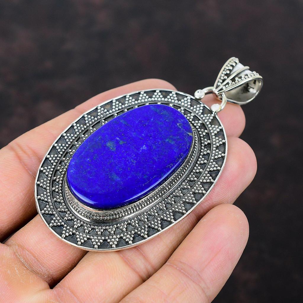 Lapis Lazuli Pendant Handmade Ethnic Jewelry 925 Sterling Silver Pendant Amazing Gemstone Jewelry Vintage Pendant Engagement Gift For Bridal