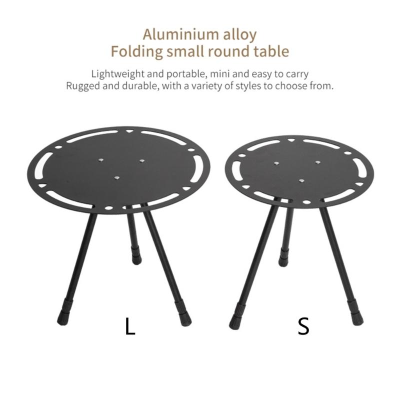 Outdoor Folding Round Table Adjustable Height Small Folding Camping Table