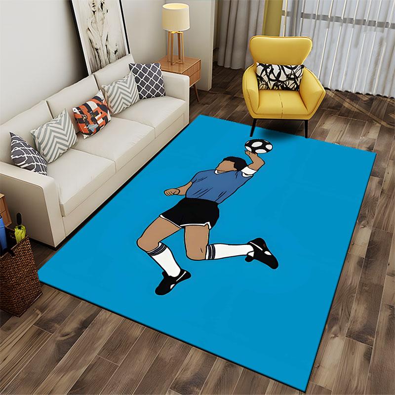 Soccer Player Jumping Artwork suitable as a non-slip mat for the living room or bedroom sofa