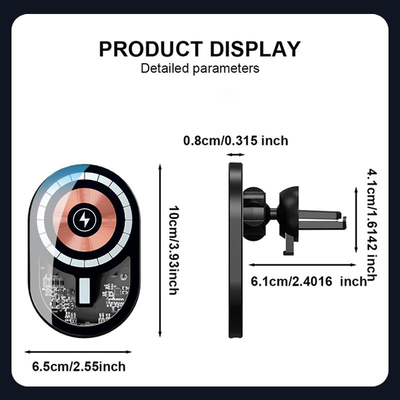 15W Wireless Car Chargers Transparent MagnetiAir Vent Phone Holder For iphone 12 13 14 Pro Max Macsafe Fast Charging Charger