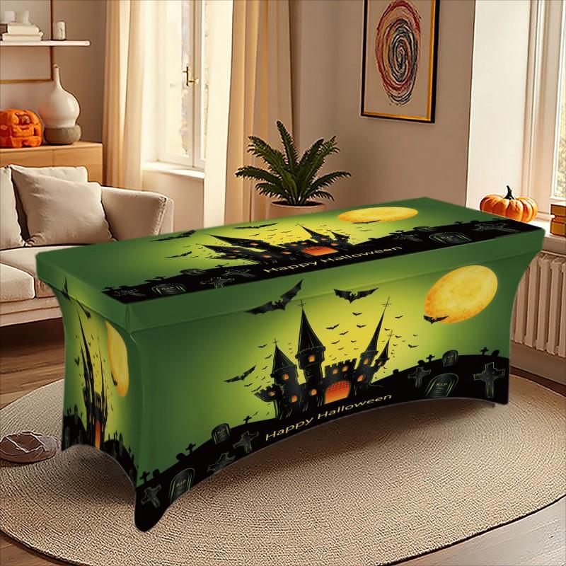 Halloween Printed Stretch Tablecloth Milk Fabric Outdoor Party Decor