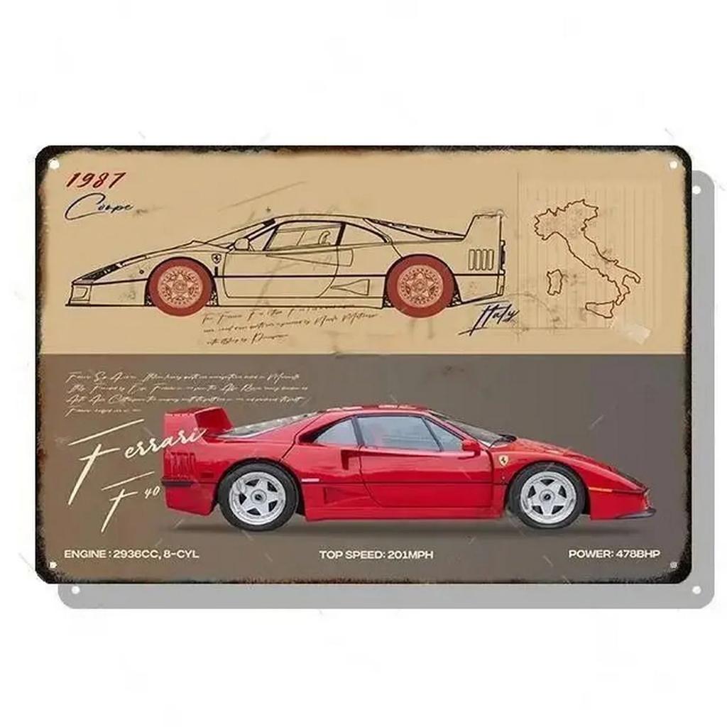 Metal Tin Signs Plaque Classic Cars Wall Decoration Vintage Art Posters Iron Painting for Man Cave Home Cafe Game Room Club Bar
