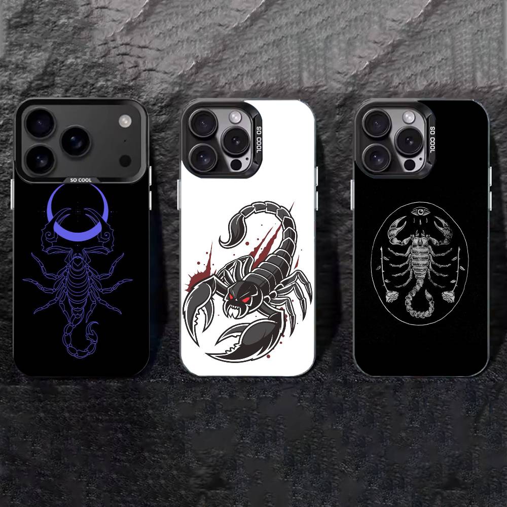Edgy Dark Gothic Scorpion Phone Case For iPhone 17,16,15,14,13,12,11 Plus,Pro Max,XS,Colored silver phone case