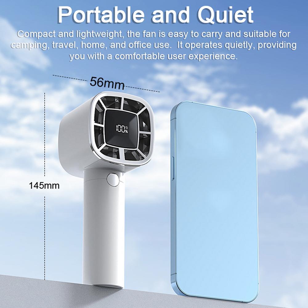 Portable Handheld Fan High-Speed Turbofan Rechargeable Electric Fan with Digital Display Support