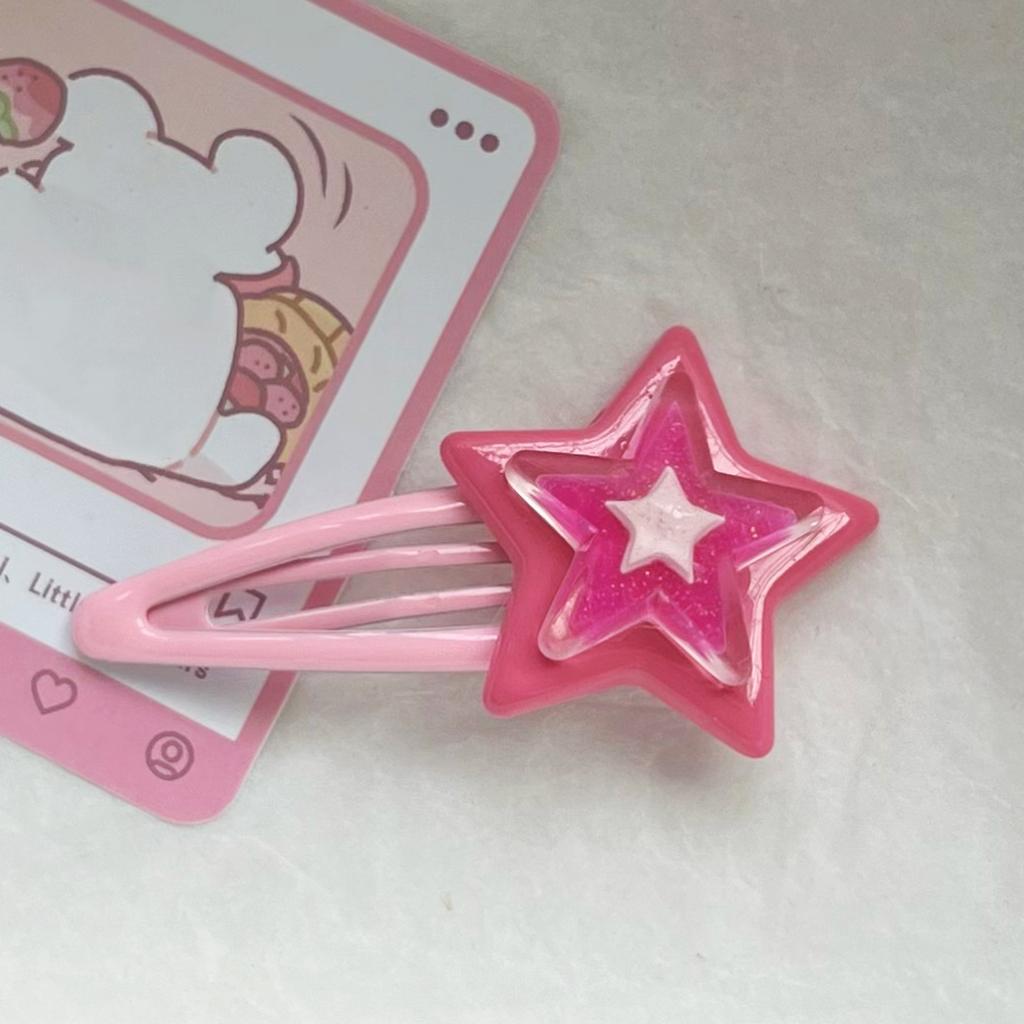 Girly Snap Clip Hairpin Y2K Girls Headdress Hair Accessories Delicate Star Color Block Mini Jelly Star Hairpin