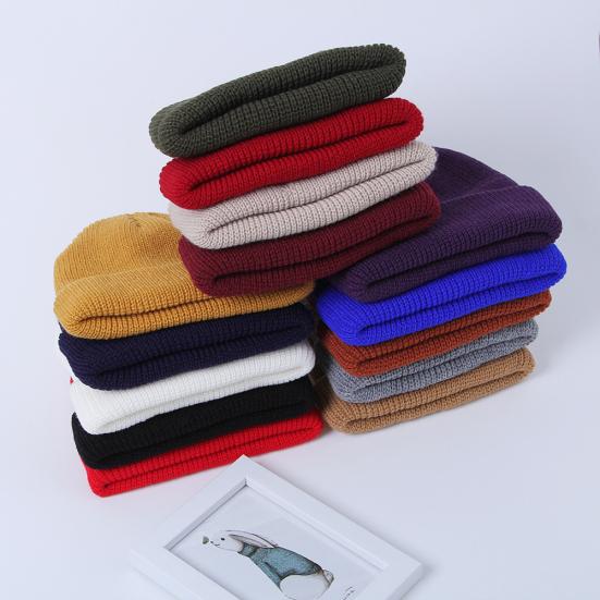 Winter Warm Unisex Soft Knitted Beanie Hat Solid Color Street Outdoor Sport Cap