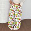 Women's Casual Christmas Print Elastic Waist Loose Fit With Plush Wide Leg Pants