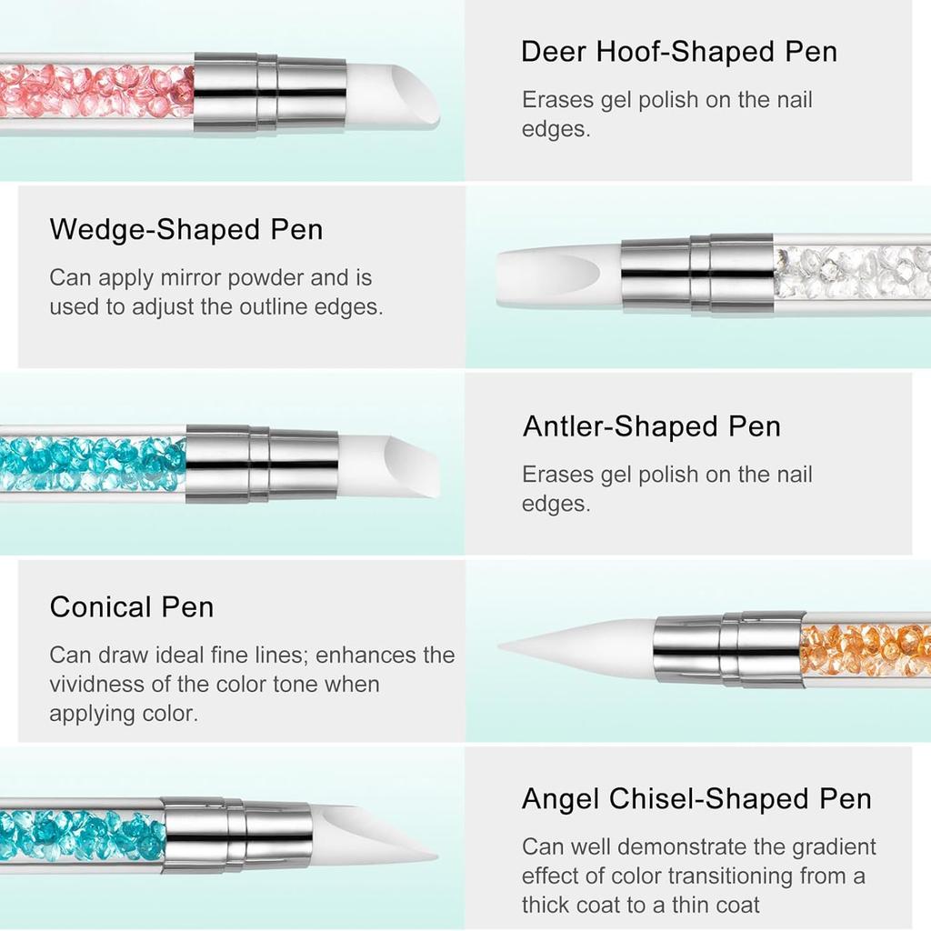 5pcs Nail Sculpture Pen Dual Tipped Nail Art Sculpture Pen, Nail Art Tools for Home Salon for Design Nail Carving Drawing Shaping Effect DIY Gel