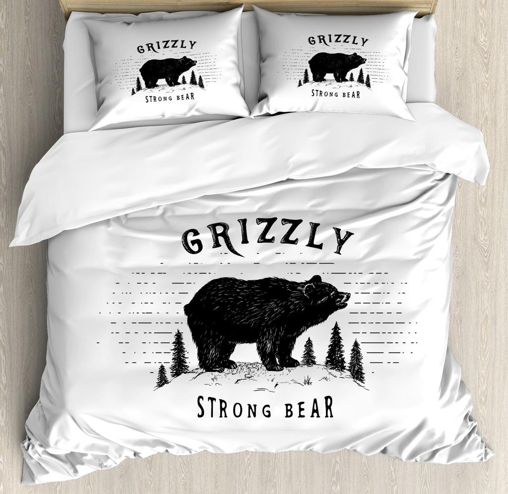 3D Black Bear Duvet Cover Set Wildlife Pattern Bedding Sets With Pillowcase Kid Adult Bedroom Single Queen King Comforter Cover
