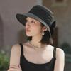 Korean Style Knitted Straw Hat for Women - Spring & Autumn Fashion, All-Match Sun Hat with Bow