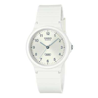 POP Analoge Unisex-Armbanduhr aus biobasiertem Kunstharz mit silbernem Zifferblatt und Quarzwerk MQ-24B-7B