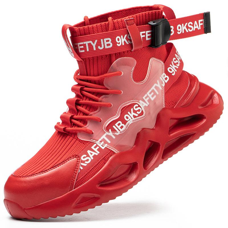 

Мужская летняя обувь для инструментов, защитная обувь, противоударная, противопирсинговая, летная, тканая, дышащая, обувь для страхования труда 45 красный