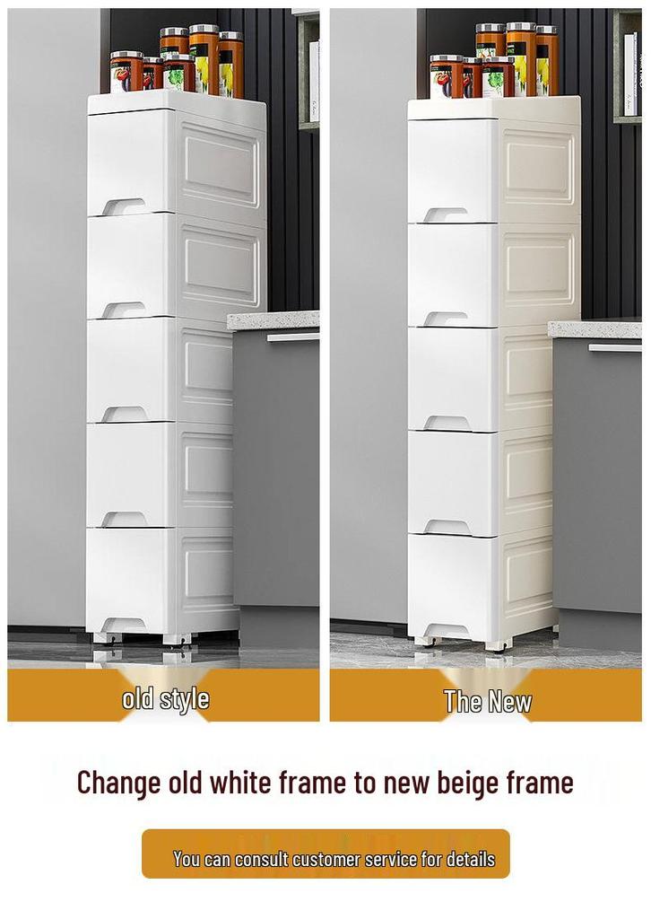 Thick 25cm Ultra-Narrow Storage Cabinet: Kitchen & Bathroom Plastic Drawer Shelf