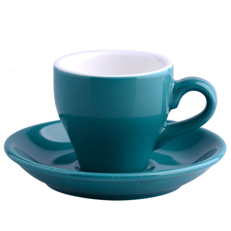 80cc Coloured Cheap Thick Ceramic Espresso Cups Saucer Set Cafe Household Caffe Latte Expresso Strong Coffee Mugs Tray Wholesale
