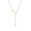 [K.L.Y] Women's Necklace, Starry Sky Crescent Moon, Sterling Silver 925 Pendant, Lovely and Cute, Pure Silver, Gift (Gold)