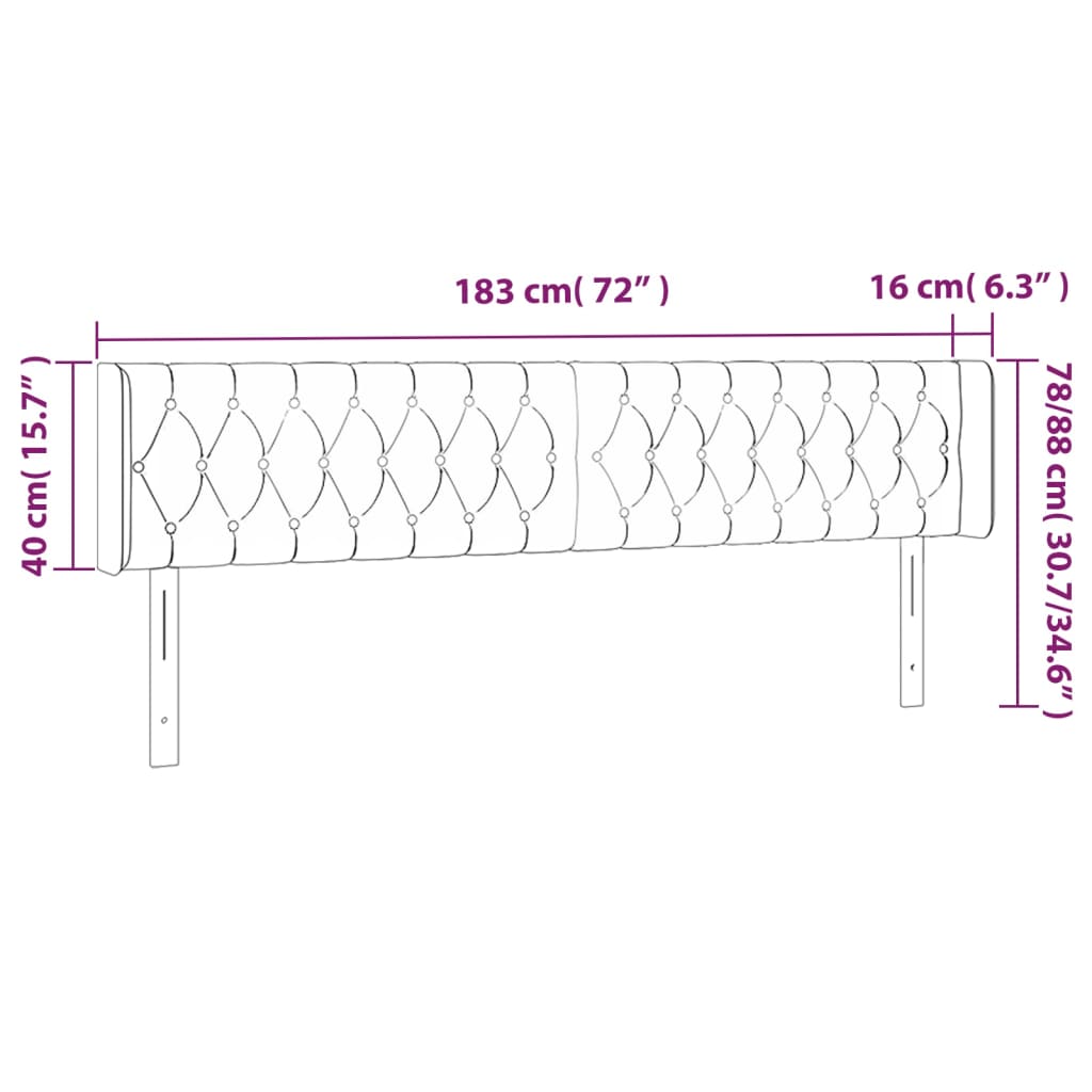 Vidaxl Zagłówek Do Łóżka Z Led, Taupe, 183X16X78/88 Cm, Tkanina