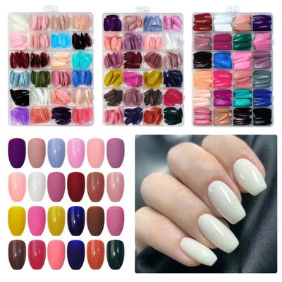 576 Stück/Box Künstliche Nägel, leicht anzukleben, entfernbar, kurz, mittellang, lang, Acryl, matt, zum Aufdrücken der Nägel, Zubehör für Nagelstudios