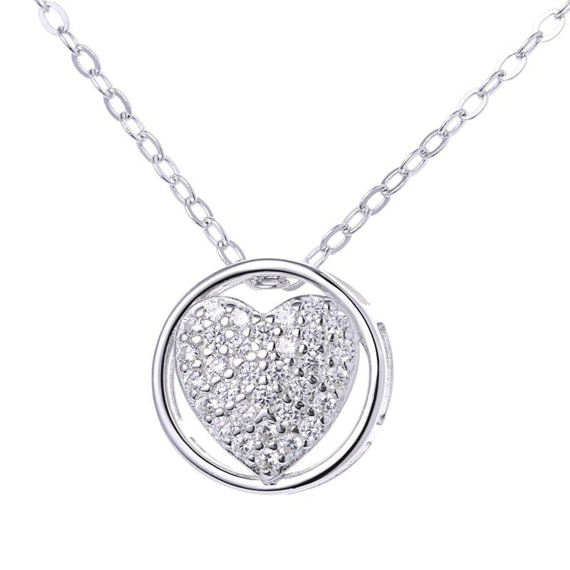 

Инкрустированное круглое ожерелье в форме сердца, женская корейская версия, нишевая легкая роскошная подвеска в стиле ins, простая цепочка на ключицу