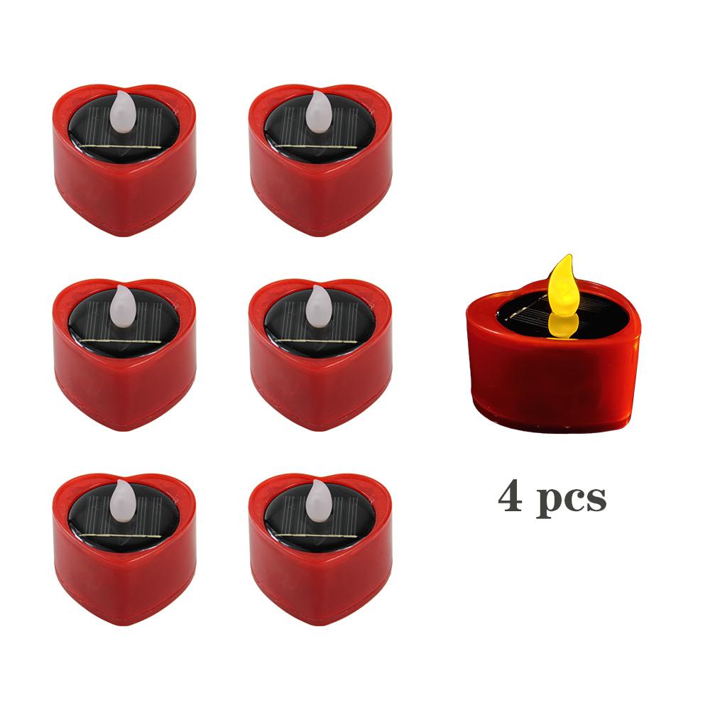 Heart Candle LED Tea Lights Solar Romantic Flameless Decorations Special Night Set for Valentine's Day Wedding Anniversary