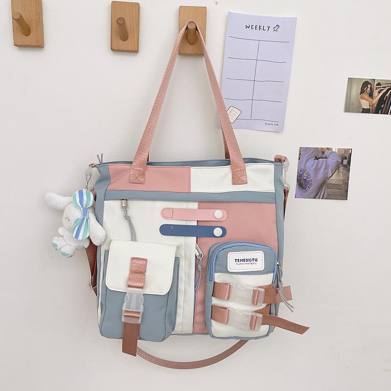 

Милый универсальный рюкзак-портфель с цветовой блокировкой, новый кампусный рюкзак контрастных цветов для учеников средней и старшей школы, большой вместимости