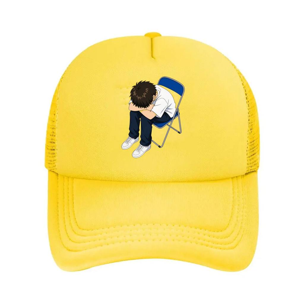 Anime Despair Seated Sad Character Mesh Baseball Cap For Womens Unisex FeUnisex Beach Dad Hat Hip Hop
