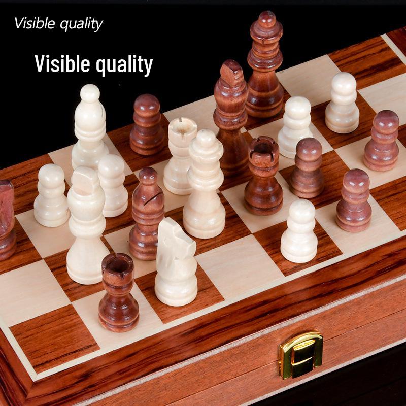 Premium Rosewood Magnetic Foldable Chess Set - High-Quality International Toy