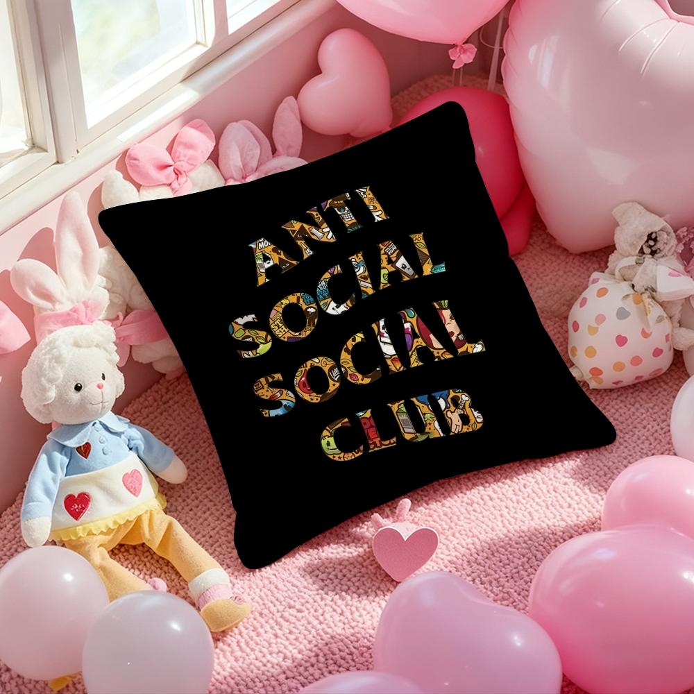 

ANTI SOCIAL SOCIAL CLUB Cushion Cover Pattern Printed Pillowcase for Living Room Sofa Cushion Cover & Bedroom Decor 12x12Inch