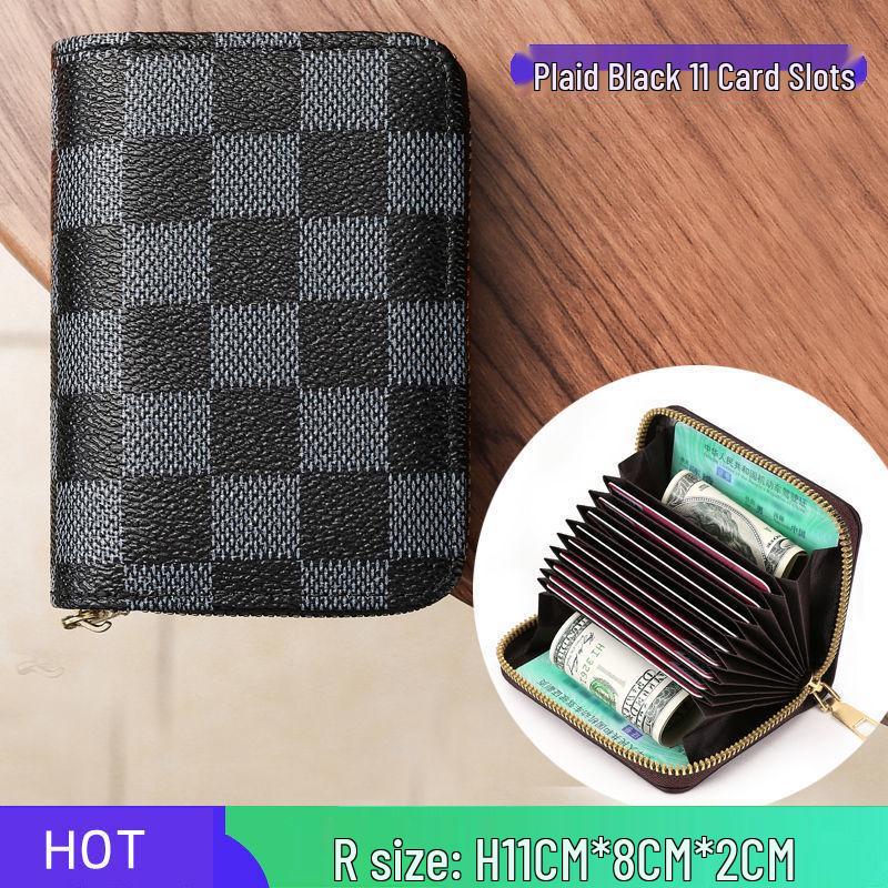 Unisex Accordion Card Holder and Coin Purse with Zipper