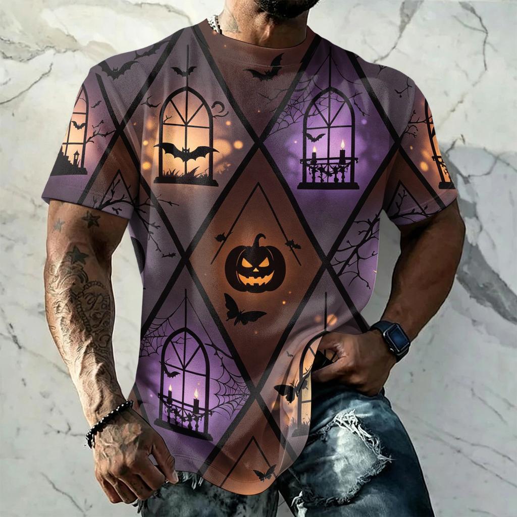 Men's Halloween Vintage Graphic T Shirt Loose Fit Breathable Short Sleeve Casual Streetwear Summer Top Comfortable Daily Wear