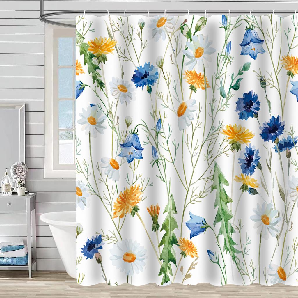 Shower Curtain Waterproof And Mildew-Proof 3D Digital Printing Plant Printing Shower Curtain Child Bathroom Partition Curtain