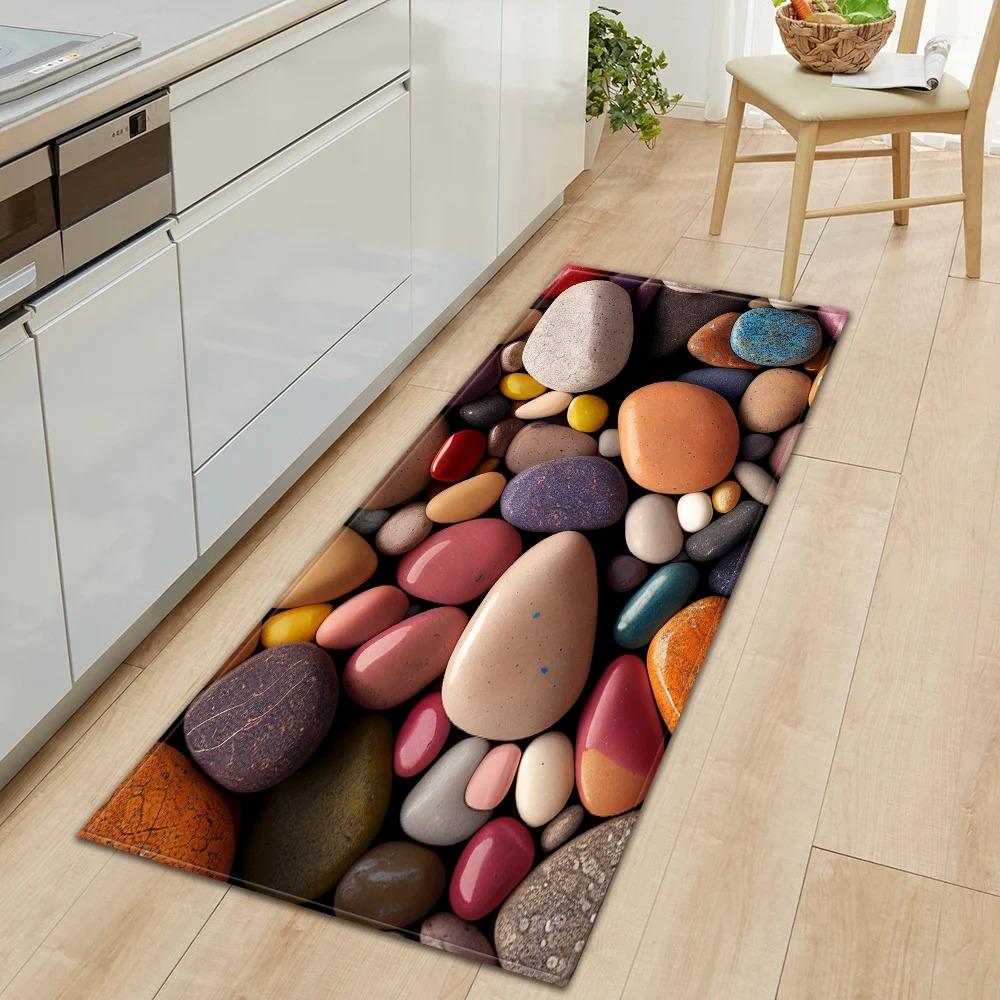 Colorful Pebble Pattern Non Slip Kitchen Floor Mat Waterproof Door Mat for Home Decor