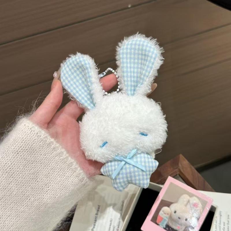 Kawaii Mini Bunny Plush Keychain Cute Angel Rabbit Stuffed Toy for Christmas Stocking Stuffer Kids Gift