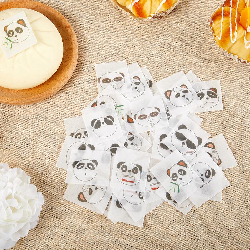 42Pcs Edible Glutinous Rice Paper Steamed Buns Cartoon Stickers Baking Paper