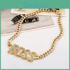 Decorated Rhinestone Fashionable Metal Letter Women Necklace For Looks Trendy