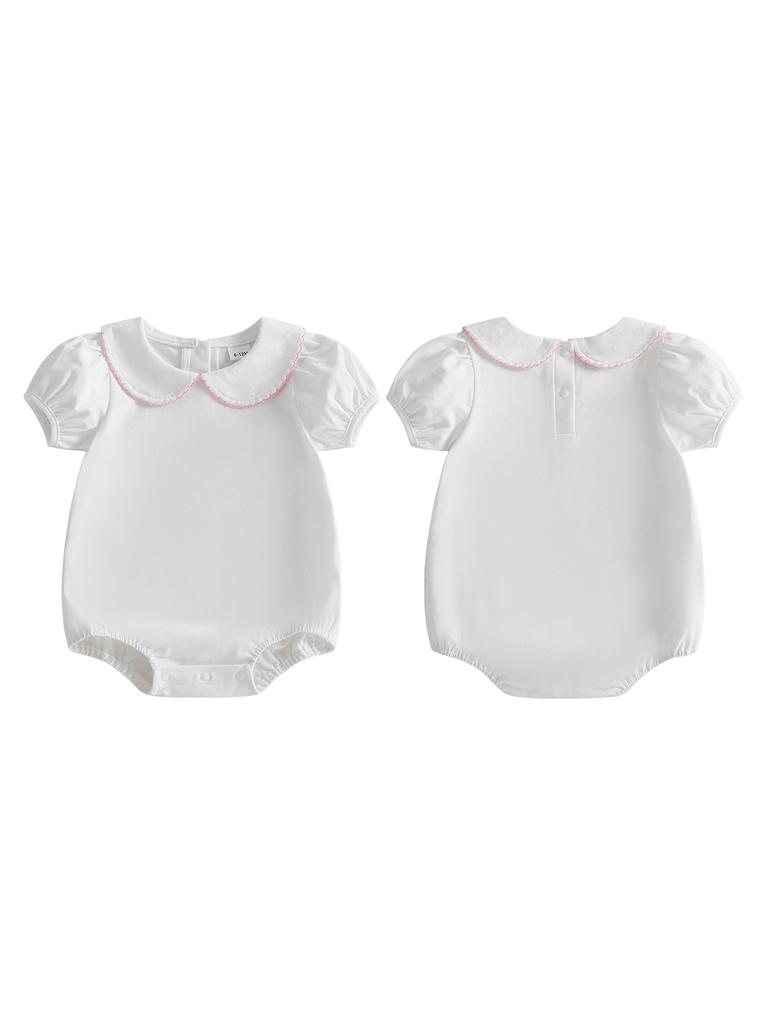 Toddler Girls Casual Romper with Ruffled Sleeves and Elastic Waistband Adorable Jumpsuit for Summer Outfits