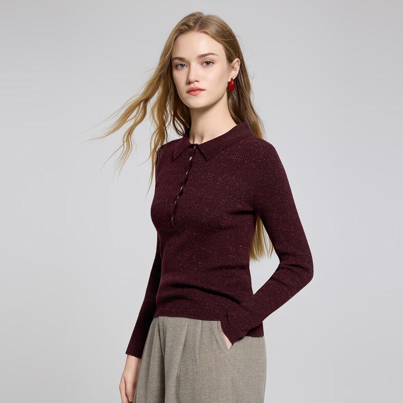 Women's Fashion Collared Long Sleeve Pullover Knit Top