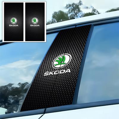AFA1 2Pcs Car Center Pillar Stickers BC Column Protective Decals For Rapid Fabia Octavia Roomster Yeti Superb VRS Scala Kodiaq