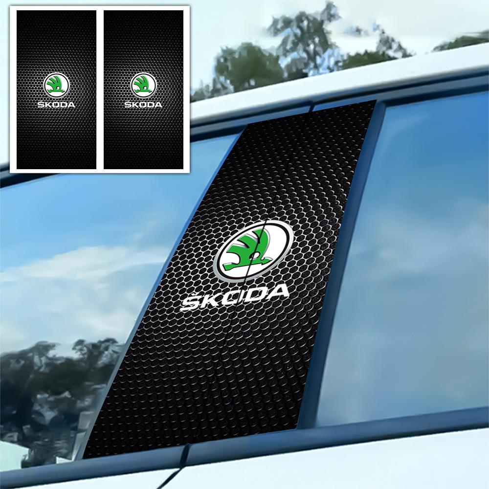 2Pcs Car Center Pillar Stickers BC Column Protective Decals For Skoda Rapid Fabia Octavia Roomster Yeti Superb VRS Scala Kodiaq Zao466