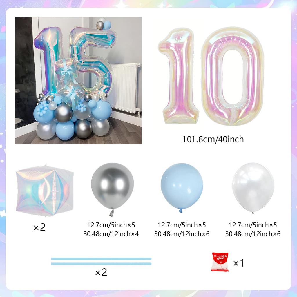 Colorful Rainbow Balloon Set Digital Transparent Colorful Aluminum Film Balloon Commemorative Day Birthday Party Decoration
