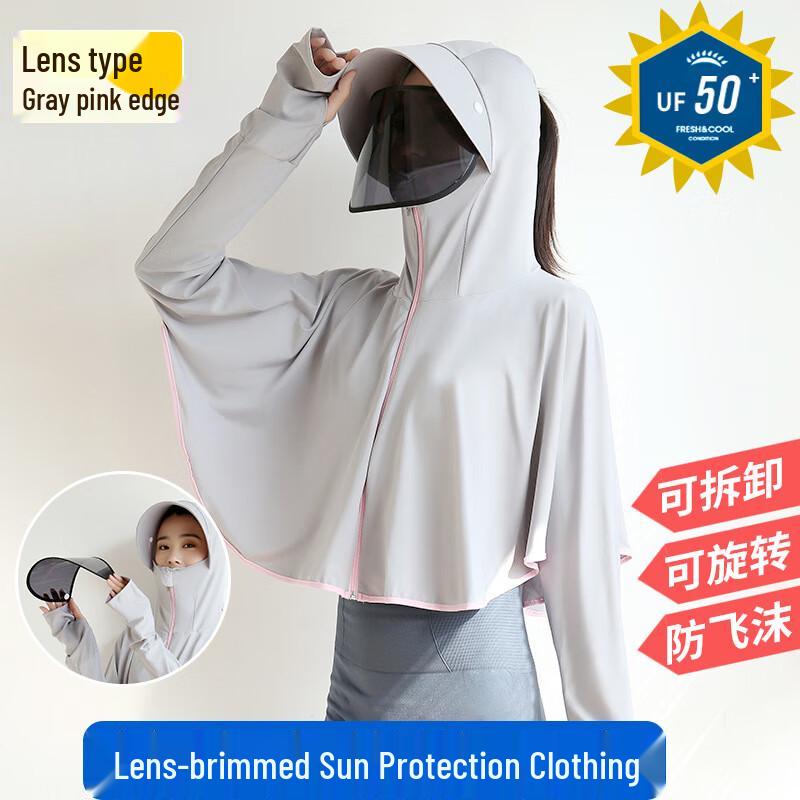 Zuoyouzhuo Women s Ice Silk UV Protection Hoodie with Detachable Lens Visor One Size
