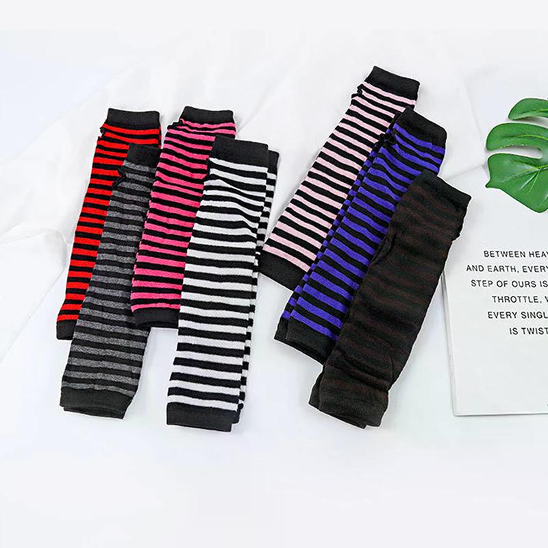 Outdoor Fashion Warm Wrist Glove Winter Warm Long Sleeves Gloves For Man Women Fingerless Stripe Knitted Elbow Mittens Elastic