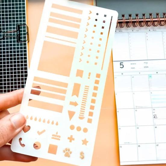 Planning Calendar Templates Ruler Set Transparent Plastic Stencils for Dot Grid Journals Journaling Stencil