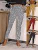 Pantalones Elásticos Elegantes de Lentejuelas para Uso Casual