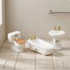 3 Pieces Dollhouse Toilet Sink Tub Set Glossy Finish Mini Washroom Accessories Detail Miniature